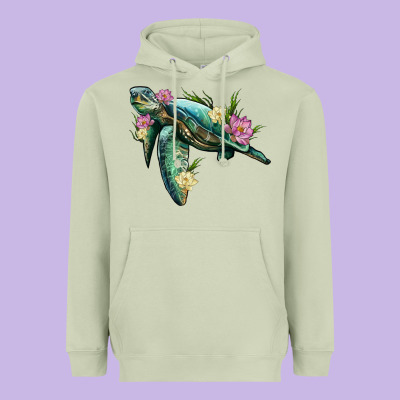 Sea Turtle With Lotus Heavyweight Hoodie Designed By Artiststas