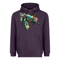 Plum sea turtle with lotus Heavyweight Hoodie - Artiststas