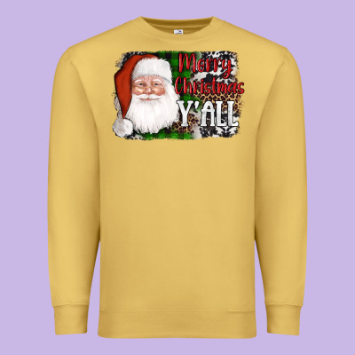 Santa Merry Christmas Y'all Premium Sweatshirt Designed By Adodesignshop