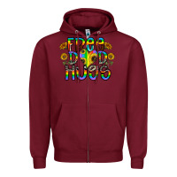 Burgundy free dad hugs Zipper Hoodie - CowhideDigitalArt