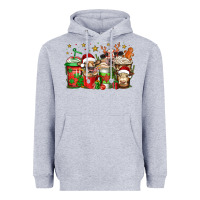 Heather Grey christmas cows coffee Heavyweight Hoodie - Jasminsmagicworld
