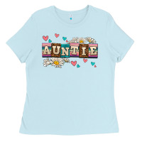 Baby Blue daisy auntie Ladies Tee - AdoDesignShop
