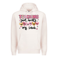 Pale Pink teaching sweet hearts Premium Hoodie - MaliasSmallBusiness