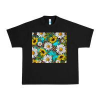 Black Daisy and sunflower Urban Heavy Tee - RanaPortraitStore
