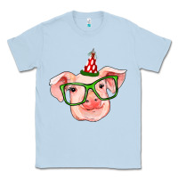 Dusty Blue pig christmas Classic Tee - RanaPortraitStore