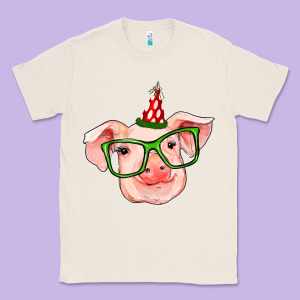 Pig Christmas Classic Tee Designed By Ranaportraitstore