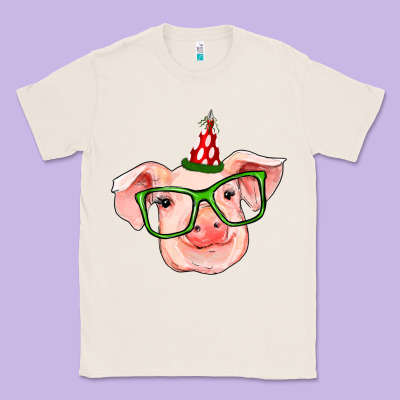 Pig Christmas Classic Tee Designed By Ranaportraitstore