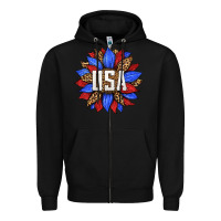 Black american sunflower Zipper Hoodie - HRA Design Shop