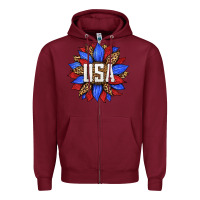 Burgundy american sunflower Zipper Hoodie - HRA Design Shop