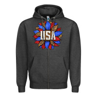 Charcoal Heather american sunflower Zipper Hoodie - HRA Design Shop