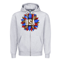 Heather Grey american sunflower Zipper Hoodie - HRA Design Shop