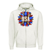 Oatmeal Heather american sunflower Zipper Hoodie - HRA Design Shop