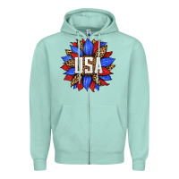 Seafoam american sunflower Zipper Hoodie - HRA Design Shop