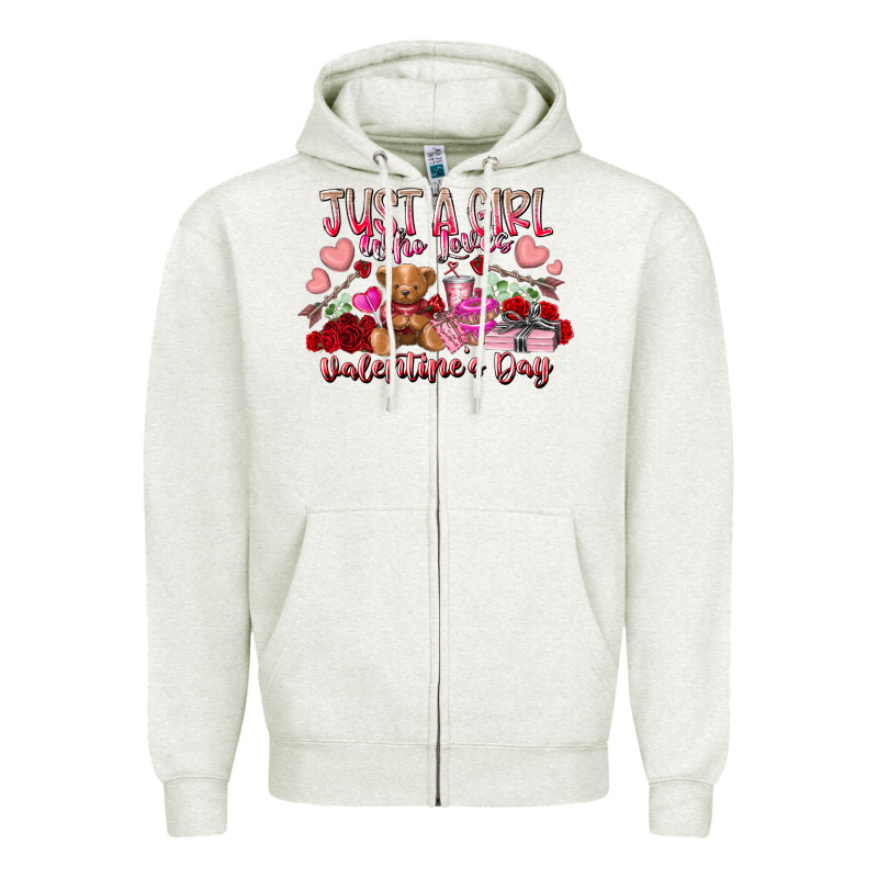 Just  Girl Who Loves Valentines Day Zipper Hoodie by RacoonDesign | Teevron
