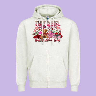 Just  Girl Who Loves Valentines Day Zipper Hoodie Designed By Racoondesign