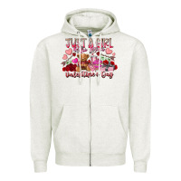 Oatmeal Heather just  girl who loves valentines day Zipper Hoodie - RacoonDesign