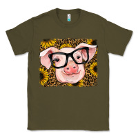 Army Green sunflowers pig Classic Tee - RanaPortraitStore