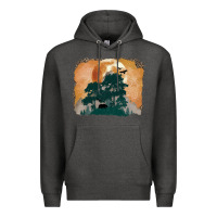 Charcoal Heather wilderness leopard Premium Hoodie - MaliasSmallBusiness