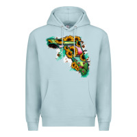 Blue Mist Florida Map Sunflower Cactus Serape Premium Hoodie - RanaPortraitStore