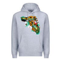 Heather Grey Florida Map Sunflower Cactus Serape Premium Hoodie - RanaPortraitStore