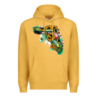 Mustard Florida Map Sunflower Cactus Serape Premium Hoodie - RanaPortraitStore