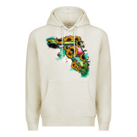 Oatmeal Heather Florida Map Sunflower Cactus Serape Premium Hoodie - RanaPortraitStore