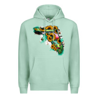 Seafoam Florida Map Sunflower Cactus Serape Premium Hoodie - RanaPortraitStore