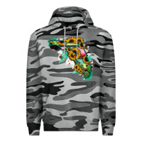 Slate Camo Florida Map Sunflower Cactus Serape Premium Hoodie - RanaPortraitStore