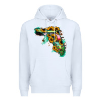 White Florida Map Sunflower Cactus Serape Premium Hoodie - RanaPortraitStore