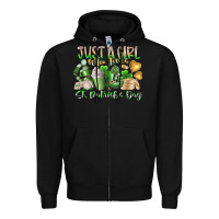 Black Just a Girl who Loves Saint Patrick's Day Zipper Hoodie - RacoonDesign
