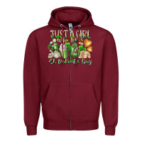 Burgundy Just a Girl who Loves Saint Patrick's Day Zipper Hoodie - RacoonDesign
