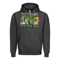 Charcoal Heather Just a Girl who Loves Saint Patrick's Day Zipper Hoodie - RacoonDesign