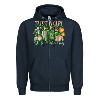 Navy Just a Girl who Loves Saint Patrick's Day Zipper Hoodie - RacoonDesign