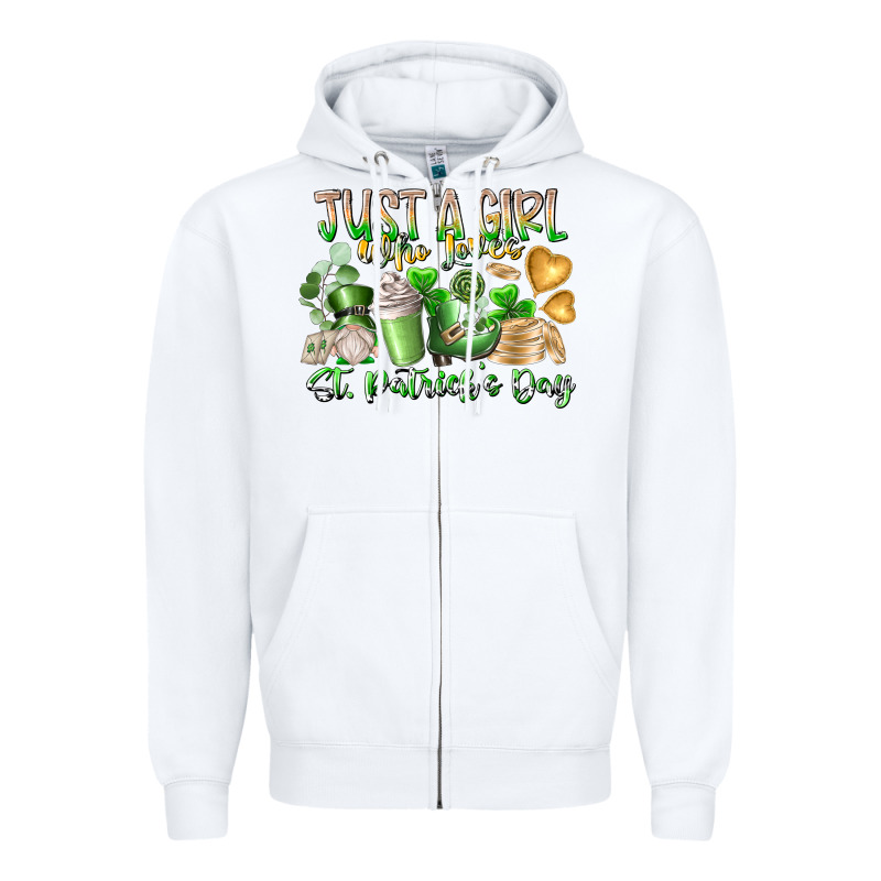 Just A Girl Who Loves Saint Patrick's Day Zipper Hoodie by RacoonDesign | Teevron