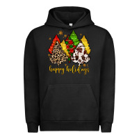 Pigment Black happy holidays with christmas tree Urban Hoodie - MaliasSmallBusiness