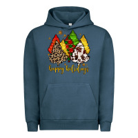 Pigment Midnight Navy happy holidays with christmas tree Urban Hoodie - MaliasSmallBusiness