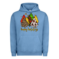 Pigment Pebble Blue happy holidays with christmas tree Urban Hoodie - MaliasSmallBusiness