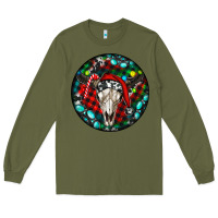 Army Green Christmas skull Long Sleeve Tee - RanaPortraitStore