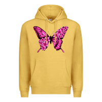 Antique Gold Floral pink butterfly Premium Hoodie - NancyCooperArtShop