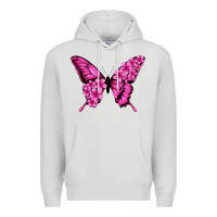 Dove Grey Floral pink butterfly Premium Hoodie - NancyCooperArtShop