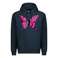 Navy Floral pink butterfly Premium Hoodie - NancyCooperArtShop