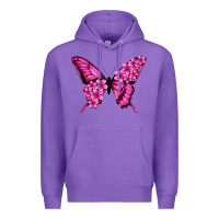 Purple Floral pink butterfly Premium Hoodie - NancyCooperArtShop