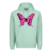 Seafoam Floral pink butterfly Premium Hoodie - NancyCooperArtShop
