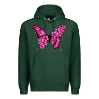 Sports Green Floral pink butterfly Premium Hoodie - NancyCooperArtShop