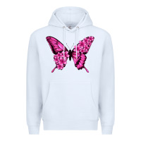 White Floral pink butterfly Premium Hoodie - NancyCooperArtShop