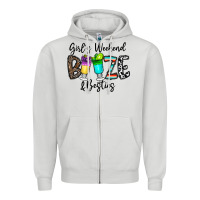 Dove Grey girl's weekend booze & besties Zipper Hoodie - CowhideDigitalArt