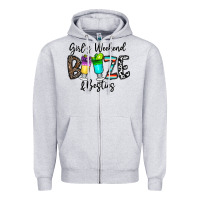 Heather Grey girl's weekend booze & besties Zipper Hoodie - CowhideDigitalArt