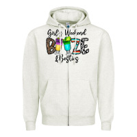 Oatmeal Heather girl's weekend booze & besties Zipper Hoodie - CowhideDigitalArt