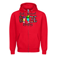 Red girl's weekend booze & besties Zipper Hoodie - CowhideDigitalArt