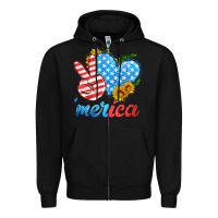 Black america with heart Zipper Hoodie - HRA Design Shop